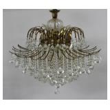 SAVORSKI Gilt Metal and Crystal Chandelier .