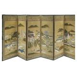 Japanese Six Panel Screen. Mountain Temple.