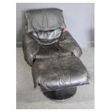 MIDCENTURY. Black Leather Lounge Chair with