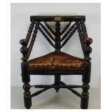 Antique Corner Chair with Gilt Metal Label Antique Corner Chair with Gilt Metal Label