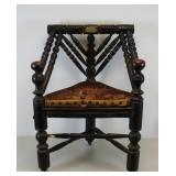 Antique Corner Chair with Gilt Metal Label