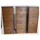 STICKLEY Audi. 3 Signed Oak File Cabinets.