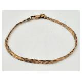 14k gold tri color stranded bracelet