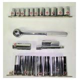 Husky 1/2" drive ratchet & sockets like new