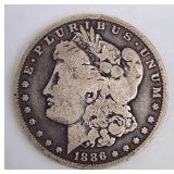 1886 O Morgan silver dollar