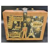 Vintage wooden purse well travelled