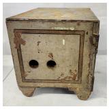 Antique steel mini safe as found