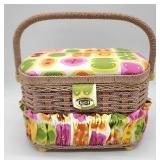Vintage wicker sewing basket clean