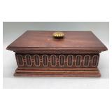 Solid mahogany storage box w brass handle