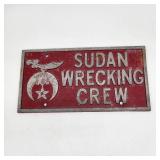 Sudan Wrecking Crew cast aluminum license plate