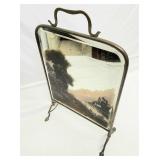 Petite antique brass  mirrored fireplace screen