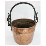 Solid copper pail w forged iron handle