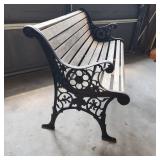 Iron & wood garden bench lions heads