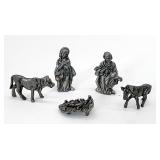 Miniature pewter nativity set
