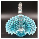 Fenton opalescent hobnail basket