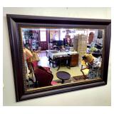Large Modern Wood framed beveled mirror