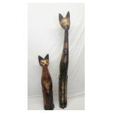 Unique tall carved wooden cats
