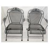 Pair wrought iron rocking chairs