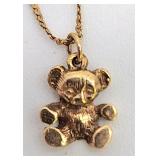 Petite 14k gold teddy bear necklace