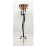 Antique tall iron plant stand
