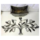 Grey metal wall decor & planter