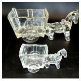 Antique glass horse drawn carts