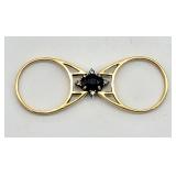 14k gold reversible ring diamond & sapphire
