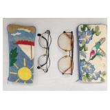 Eyeglasses in needlepoint cases