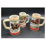 3 Budweiser Christmas steins