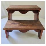 Weathered wooden bed steps