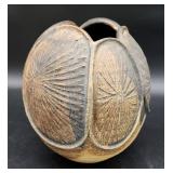 Unique mid century pottery vase signed