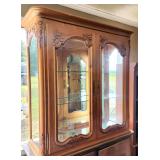 Solid walnut French curio china cabinet top