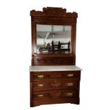 Victorian solid walnut dresser w mirror exc