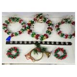 Sleigh bell wreaths & brass horn Christmas