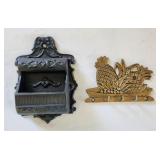 Castviron match box & brass key holder