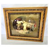 Print child w dog praying antique oak frame