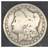 1889 Morgan silver dollar