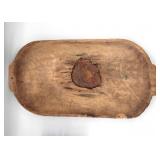 Antique wooden dough tray as found