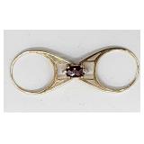 Unique reversible 14k gold diamond & garnett ring