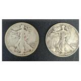 1942 & 1943 walking liberty half dollars