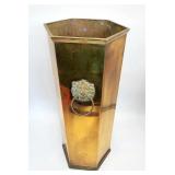 Hexagonal brass umbrella stand w lions heads