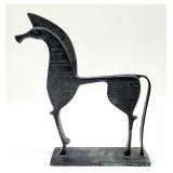 Unique bronze Greek horse narrow profile
