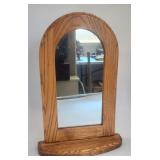 Solid oak shaving mirror