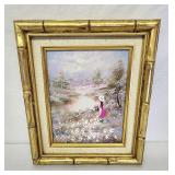 Girl in the meadow oil painting petite