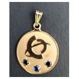 Unique 10k gold & sapphire pendant