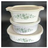 3 pcs ivy Corningware