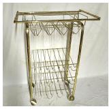 Mid century metal faux bamboo wine cart