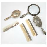 Silverplate mirror combs brushes