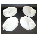 Milk glass snack tray sets