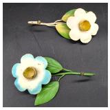 2 metal toleware wall hooks